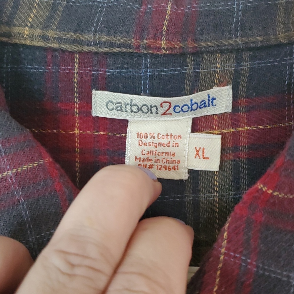 Carbon2Cobalt Mens Plaid Flannel Size Extra Large Lined Cotton Lumberjack Preppy - Picture 3 of 10
